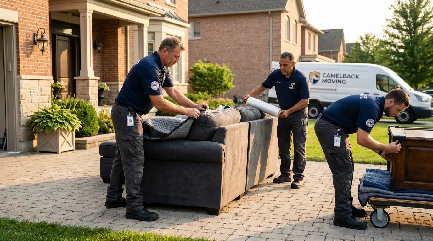 Large estate moving crew wrapping furniture in Elizabethtown, PA