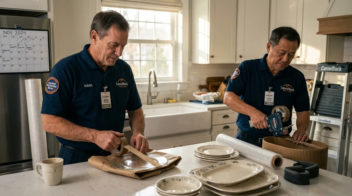 Professional crew packing kitchen dishware in Elizabethtown, PA